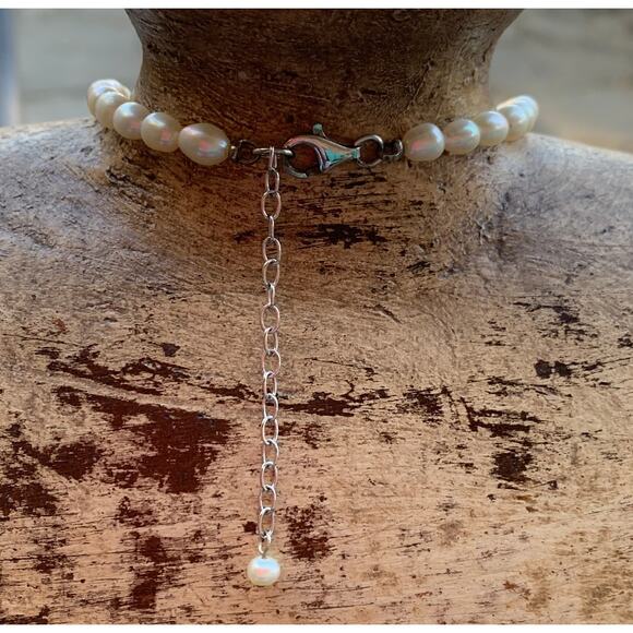 LIve Laugh Love Sterling Silver Heart and Freshwater Pearl Necklace - Picture 8 of 8